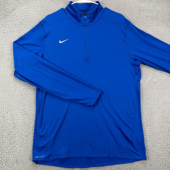 Nike Dri-Fit Mens Pullover Shirt Large Blue Quarter Zip Lightweight Athletic